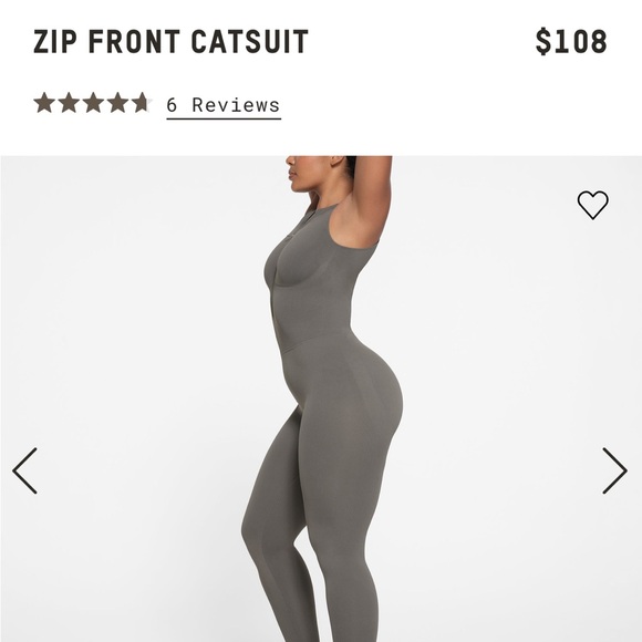 SKIMS SMALL / MEDIUM ZIP FRONT CATSUIT IN GUNMETAL LIKE NEW CONDITION - Picture 4 of 11